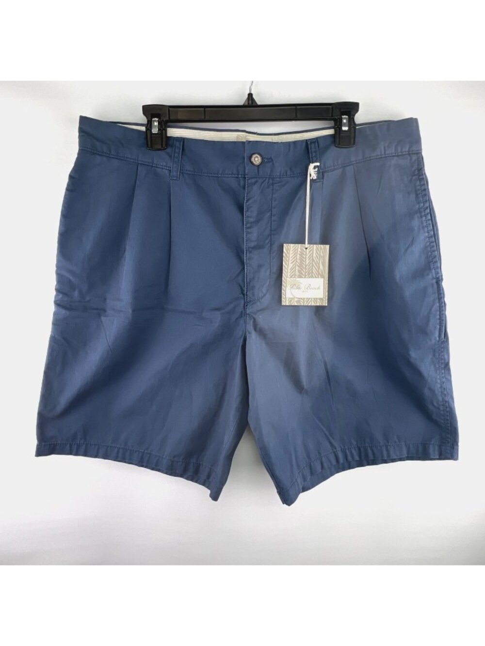 Palm Beach Size 38 Classic Fit Blue Chino Shorts Pleated Mens Cotton